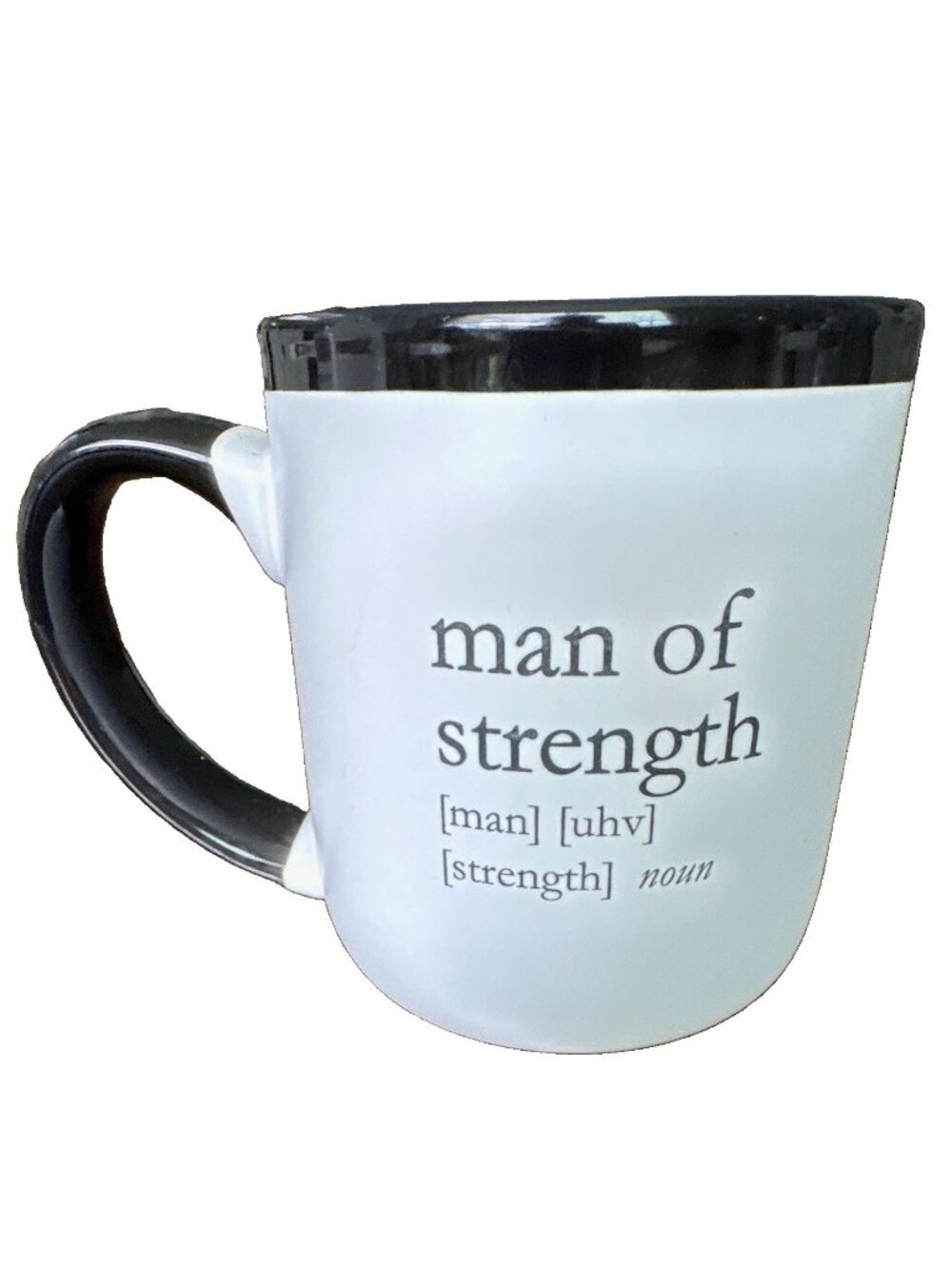 Abbey + CA Man of Strength 15 fl oz Ceramic Mug Black/White Microwave Safe
